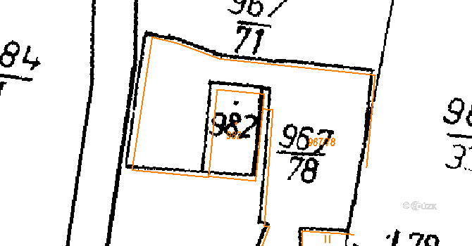 Vlachovo Březí 564 na parcele st. 982 v KÚ Vlachovo Březí, Katastrální mapa