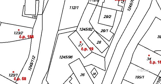 Otinoves 19 na parcele st. 27 v KÚ Otinoves, Katastrální mapa