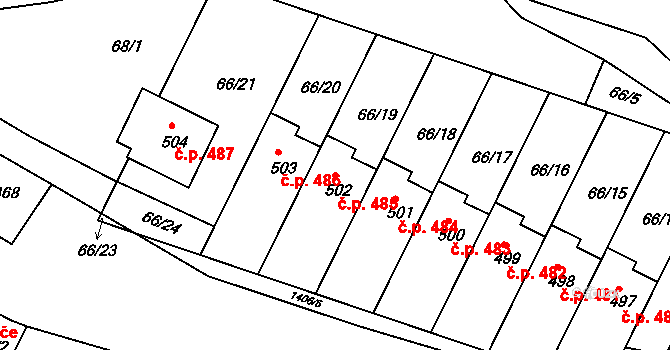 Smržice 485 na parcele st. 502 v KÚ Smržice, Katastrální mapa