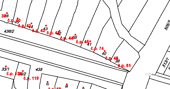 Víceměřice 74 na parcele st. 41 v KÚ Víceměřice, Katastrální mapa