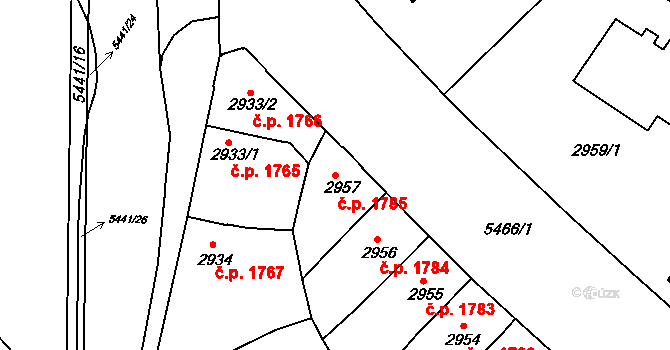 Znojmo 1785 na parcele st. 2957 v KÚ Znojmo-město, Katastrální mapa