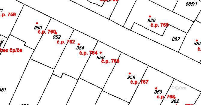 Moravský Krumlov 766 na parcele st. 956 v KÚ Moravský Krumlov, Katastrální mapa