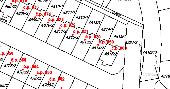 Žižkov 870, Kutná Hora na parcele st. 4813/2 v KÚ Kutná Hora, Katastrální mapa