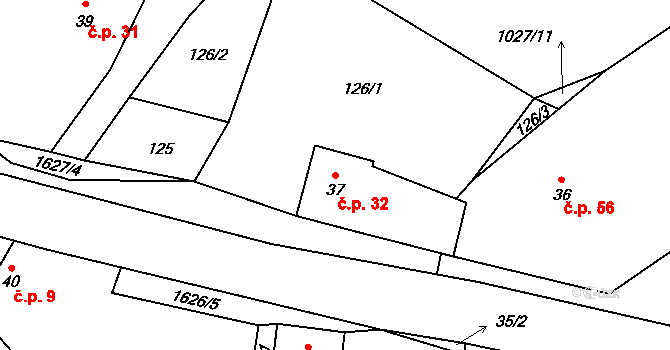 Rohozec 32 na parcele st. 37 v KÚ Rohozec u Žehušic, Katastrální mapa