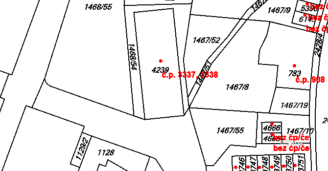Jablonec nad Nisou 3338 na parcele st. 4239 v KÚ Jablonec nad Nisou, Katastrální mapa