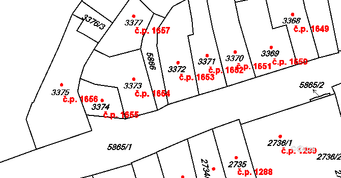 Jihlava 1653 na parcele st. 3372 v KÚ Jihlava, Katastrální mapa