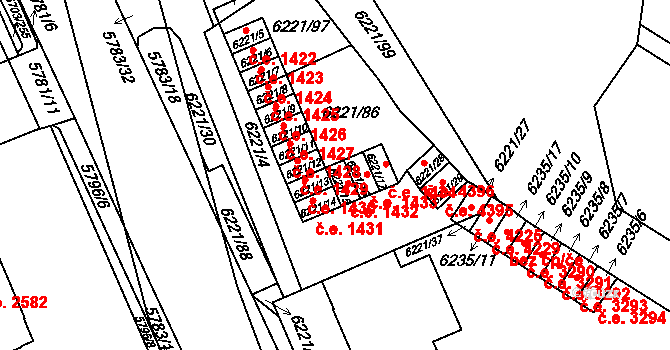 Jihlava 1432 na parcele st. 6221/15 v KÚ Jihlava, Katastrální mapa