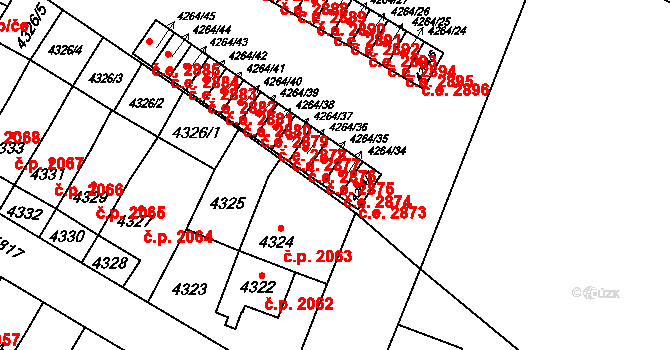 Jihlava 2874 na parcele st. 4264/34 v KÚ Jihlava, Katastrální mapa
