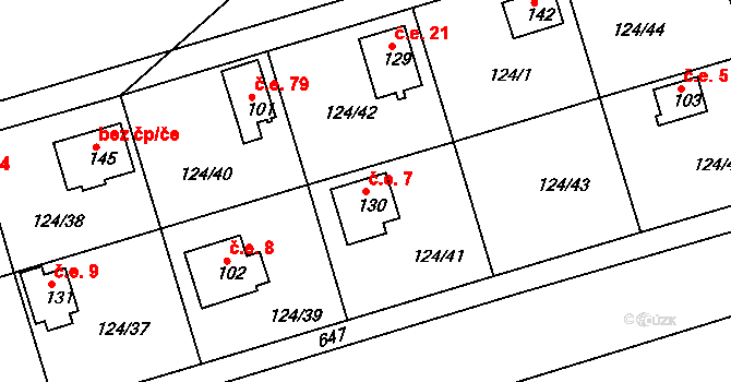 Neratov 7 na parcele st. 130 v KÚ Neratov, Katastrální mapa