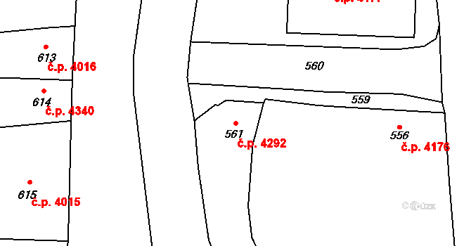 Bohuslavice 4292, Kyjov na parcele st. 561 v KÚ Bohuslavice u Kyjova, Katastrální mapa