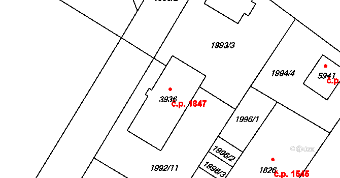 Šumperk 1847 na parcele st. 3936 v KÚ Šumperk, Katastrální mapa