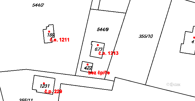 Ládví 1213, Kamenice na parcele st. 673 v KÚ Ládví, Katastrální mapa