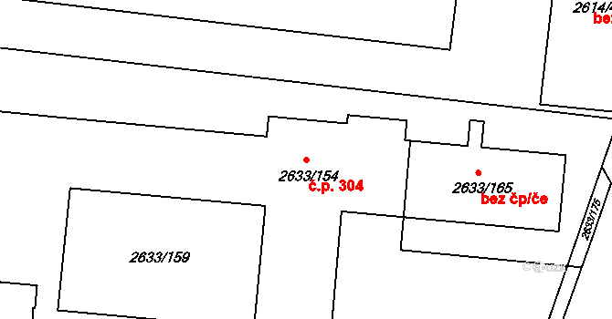 Dačice III 304, Dačice na parcele st. 2633/154 v KÚ Dačice, Katastrální mapa