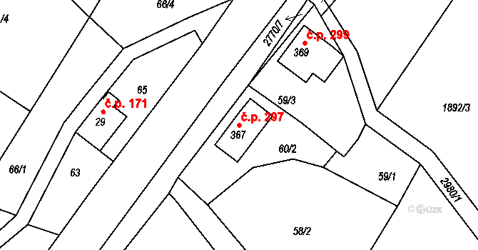 Václavice 297, Hrádek nad Nisou na parcele st. 367 v KÚ Václavice u Hrádku nad Nisou, Katastrální mapa
