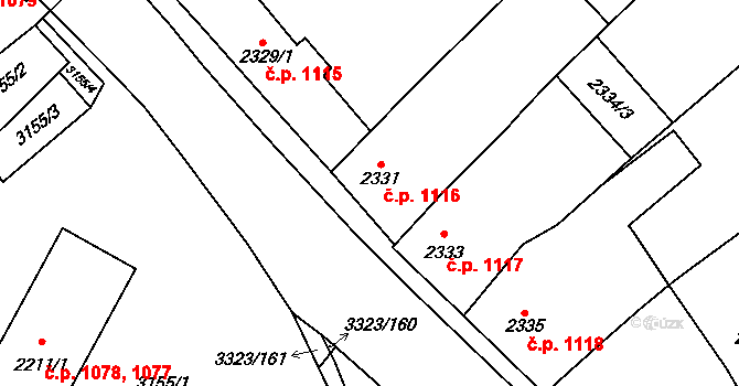 Mikulov 1116 na parcele st. 2331 v KÚ Mikulov na Moravě, Katastrální mapa