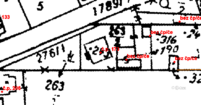 Studánka 173 na parcele st. 243 v KÚ Studánka u Tachova, Katastrální mapa