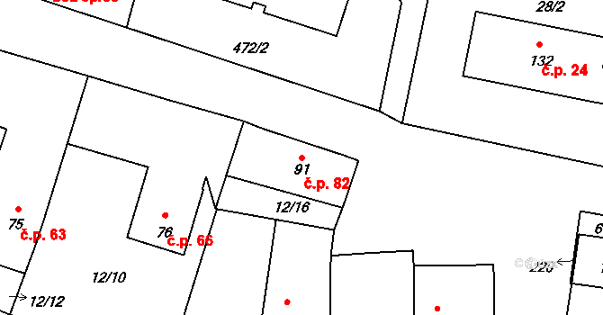 Libřice 82 na parcele st. 91 v KÚ Libřice, Katastrální mapa