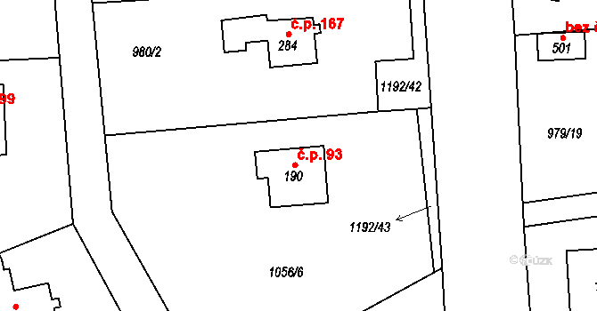 Želivec 93, Sulice na parcele st. 190 v KÚ Sulice, Katastrální mapa