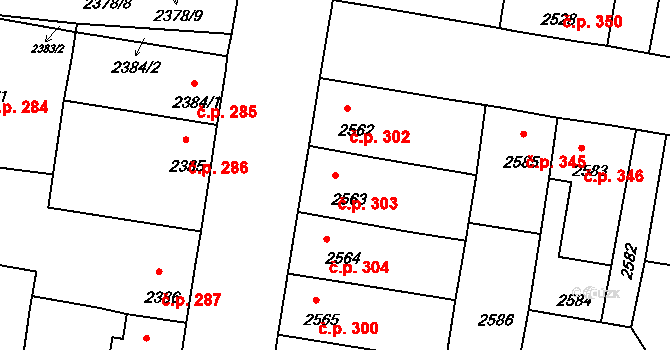 Mimoň I 303, Mimoň na parcele st. 2563 v KÚ Mimoň, Katastrální mapa