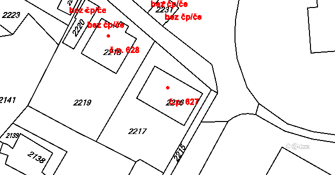 Mimoň I 627, Mimoň na parcele st. 2216 v KÚ Mimoň, Katastrální mapa