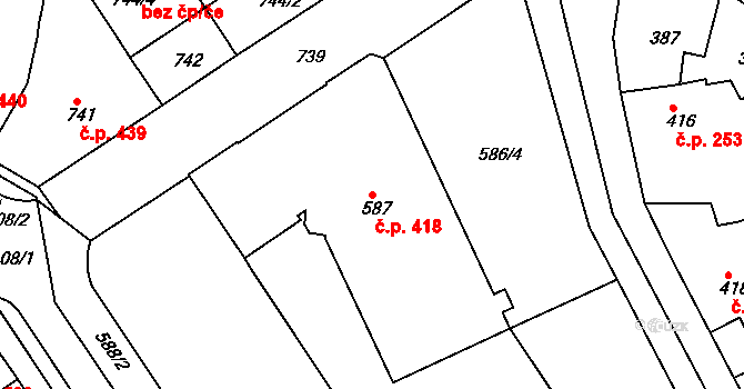 Semily 418 na parcele st. 587 v KÚ Semily, Katastrální mapa