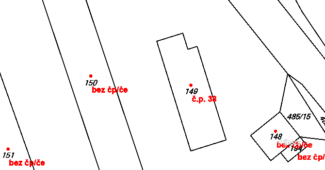 Štěpánovice 38, Rovensko pod Troskami na parcele st. 149 v KÚ Štěpánovice u Rovenska pod Troskami, Katastrální mapa