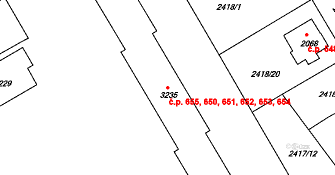 Chrudim II 650,651,652,653,654,, Chrudim na parcele st. 3235 v KÚ Chrudim, Katastrální mapa