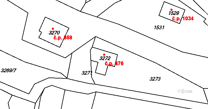Smržovka 476 na parcele st. 3272 v KÚ Smržovka, Katastrální mapa