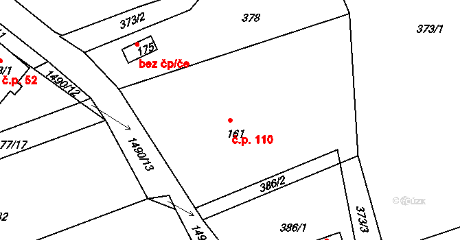 Obora 110 na parcele st. 161 v KÚ Obora u Loun, Katastrální mapa