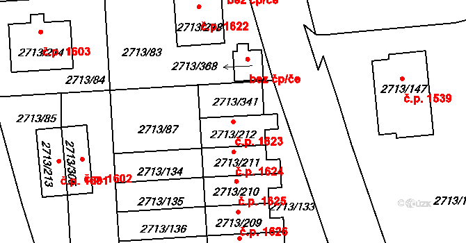Pelhřimov 1623 na parcele st. 2713/212 v KÚ Pelhřimov, Katastrální mapa