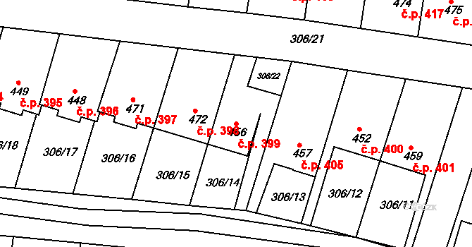 Ledvice 399 na parcele st. 456 v KÚ Ledvice, Katastrální mapa