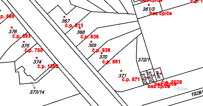 Trnovany 861, Teplice na parcele st. 370 v KÚ Teplice-Trnovany, Katastrální mapa