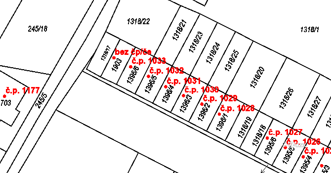 Litovel 1031 na parcele st. 1396/4 v KÚ Litovel, Katastrální mapa