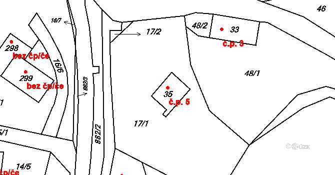 Horní Poustevna 5, Dolní Poustevna na parcele st. 35 v KÚ Horní Poustevna, Katastrální mapa