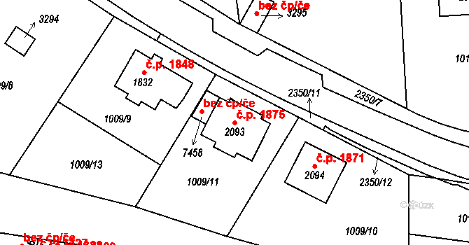 Cheb 1875 na parcele st. 2093 v KÚ Cheb, Katastrální mapa