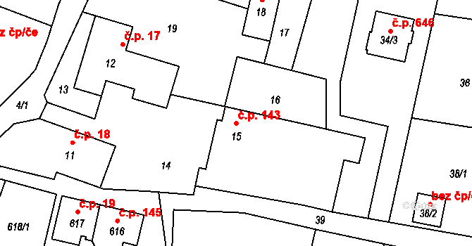 Jablůnka 143 na parcele st. 15 v KÚ Jablůnka, Katastrální mapa