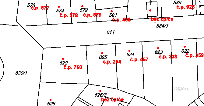 Žižkov 254, Praha na parcele st. 625 v KÚ Žižkov, Katastrální mapa