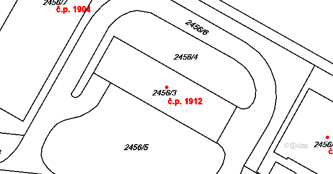 Břevnov 1912, Praha na parcele st. 2456/3 v KÚ Břevnov, Katastrální mapa