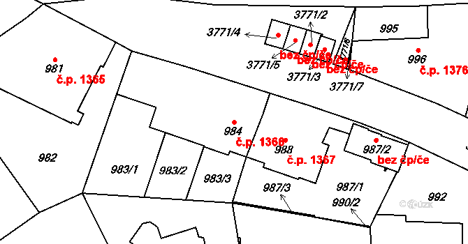 Libeň 1366, Praha na parcele st. 984 v KÚ Libeň, Katastrální mapa