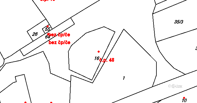 Chramosty 48, Dublovice na parcele st. 16 v KÚ Chramosty, Katastrální mapa