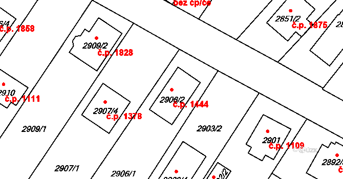 České Budějovice 6 1444, České Budějovice na parcele st. 2906/2 v KÚ České Budějovice 6, Katastrální mapa