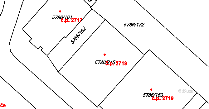 Česká Lípa 2718 na parcele st. 5786/215 v KÚ Česká Lípa, Katastrální mapa