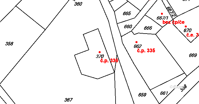 Hodkovice nad Mohelkou 336 na parcele st. 370 v KÚ Hodkovice nad Mohelkou, Katastrální mapa