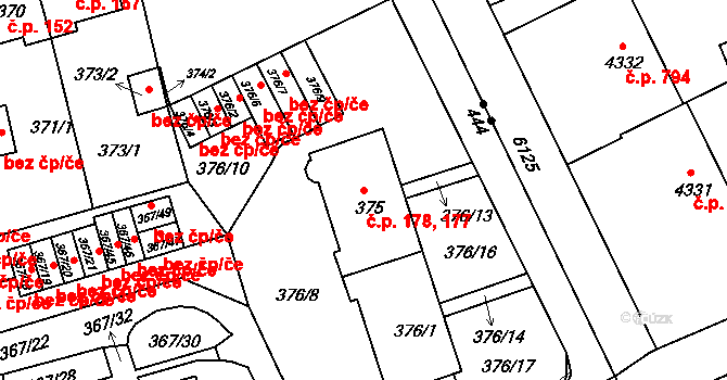 Liberec IX-Janův Důl 177,178, Liberec na parcele st. 375 v KÚ Janův Důl u Liberce, Katastrální mapa
