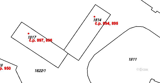 Kuřim 894,895 na parcele st. 1814 v KÚ Kuřim, Katastrální mapa