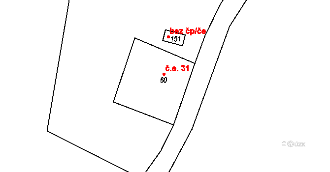 Polom 31, Sedloňov na parcele st. 60 v KÚ Polom v Orlických horách, Katastrální mapa