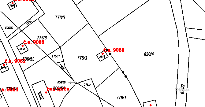 Ústí nad Orlicí 9058 na parcele st. 3113 v KÚ Ústí nad Orlicí, Katastrální mapa