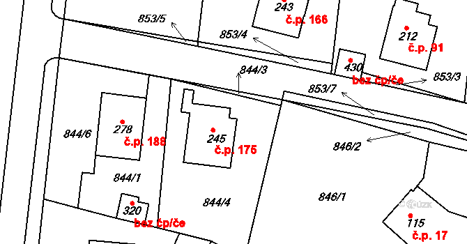 Šmolovy 175, Havlíčkův Brod na parcele st. 245 v KÚ Šmolovy u Havlíčkova Brodu, Katastrální mapa