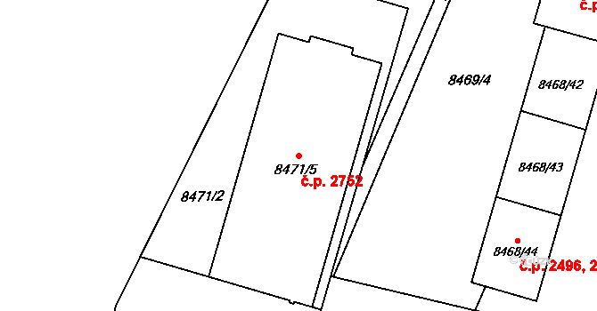 Jižní Předměstí 2752, Plzeň na parcele st. 8471/5 v KÚ Plzeň, Katastrální mapa