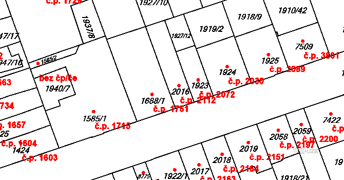 Hodonín 2112 na parcele st. 2016 v KÚ Hodonín, Katastrální mapa